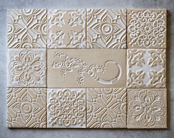 White handmade ceramic tiles for kitchen/bathroom/shower backsplash - tile tabletop - rustic tile - price per tile!