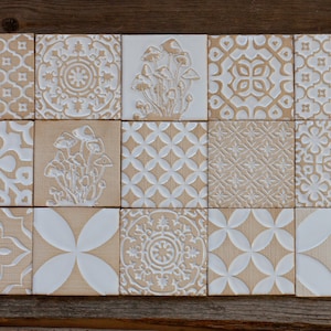 Simple White Handmade Ceramic Tile for Kitchen/Bathroom Backsplash, Tile Tabletop, rustic Tile - price per tile!