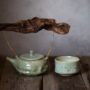 Spring Teapot with Wooden Handle Handmade Ceramic Teapot 750 ml Teapot image 9