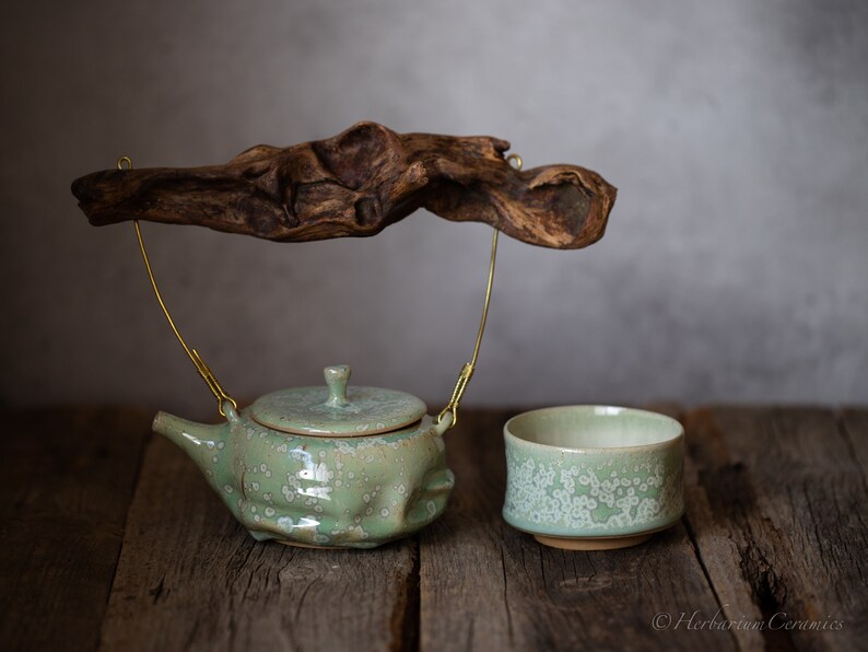 Spring Teapot with Wooden Handle Handmade Ceramic Teapot 750 ml Teapot image 9