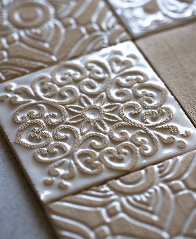 White handmade ceramic tiles for kitchen/bathroom/shower backsplash tile tabletop rustic tile price per tile image 3