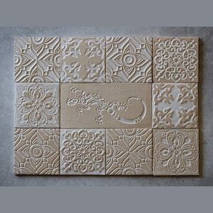 White handmade ceramic tiles for kitchen/bathroom/shower backsplash - tile tabletop - rustic tile - price per tile!