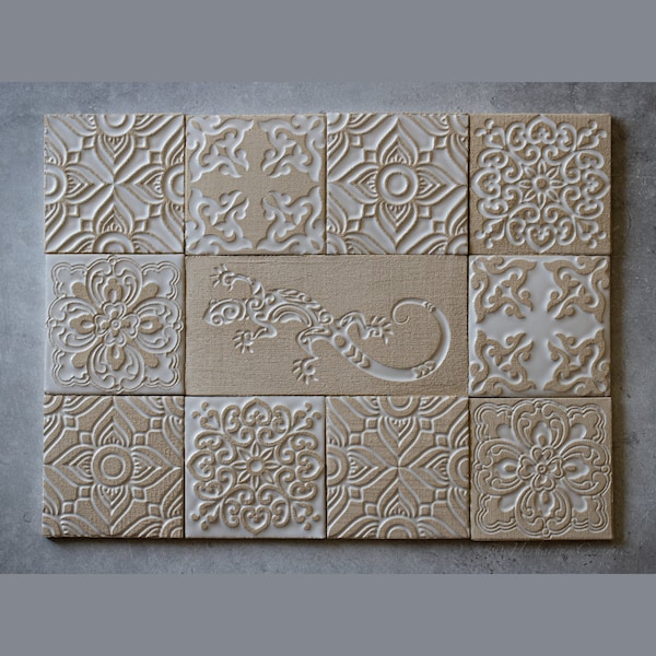 White handmade ceramic tiles for kitchen/bathroom/shower backsplash - tile tabletop - rustic tile - price per tile!