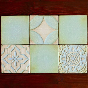 Bluish Mint Handmade Ceramic Rustic Tiles for Kitchen/Bathroom Backsplash Wall Tile Decorative Tile image 3