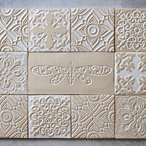 White handmade ceramic tiles for kitchen/bathroom/shower backsplash tile tabletop rustic tile price per tile image 2