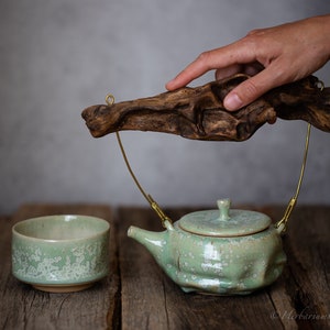 Spring Teapot with Wooden Handle Handmade Ceramic Teapot 750 ml Teapot image 3
