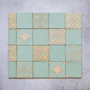 Bluish Mint Handmade Ceramic Rustic Tiles for Kitchen/Bathroom Backsplash - Wall Tile - Decorative Tile