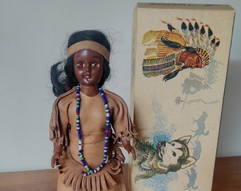 Labrador Indian Doll in Original Box  /Indian Heritage / Vintage doll / bison