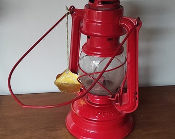 Vintage red Oil Lamp Made in Czechoslovakia Meva, 50s