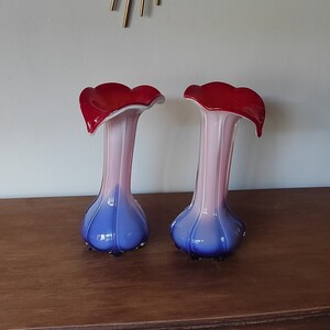 Pair of vintage Murano Calla Lily vases /home decor / gift idea / art glass / glass work/ Hand Blown Vase/ Italian Glass Art /