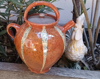 Jarra francesa antigua con gotas amarillas / cerámica antigua / jarra vintage / Jarra de jarra de agua / cerámica vintage / Jarra francesa / Granja francesa /