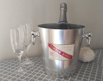 Vintage French Aluminum Cordon Rouge Champagne Bucket Ice Cooler, Made In France