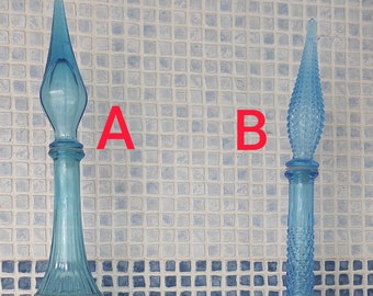 CHOOSE: Vintage blue bubble glass genie bottle, Italian carafe, 1960s / Empoli, boho chic, bohemian, folk, Made in Italy