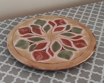 french VALLAURIS Studio pottery Mid Century glazed pottery trivet / costa riviera / Signed M alarmy