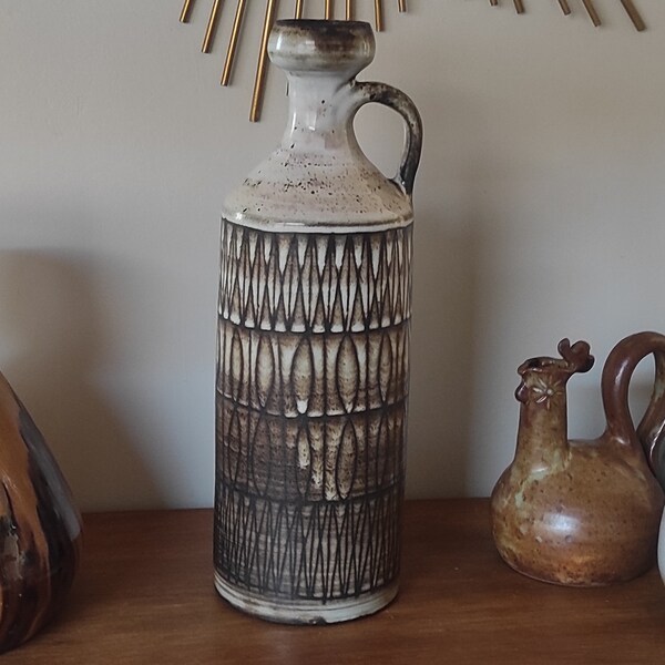 Large French ceramic pitcher by Jacques Pouchain from Atelire DIEULEFIT, 1950s / ceramic, farmhouse, country, rustic kitchen, brown