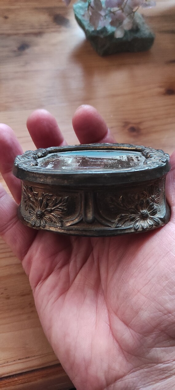 Antique French Spelter Chambery Souvenir Jewelry Box/… Gem