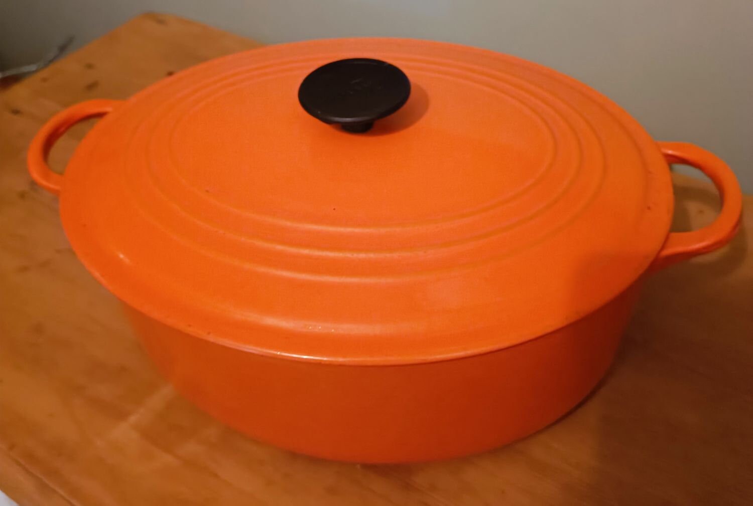 LE CREUSET /large Casserole Dish/orange Enamelled Cast Iron Etsy