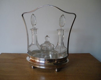 Vintage & Elegant French Art Deco cruet set oil salt peppar sauce circa 1940's