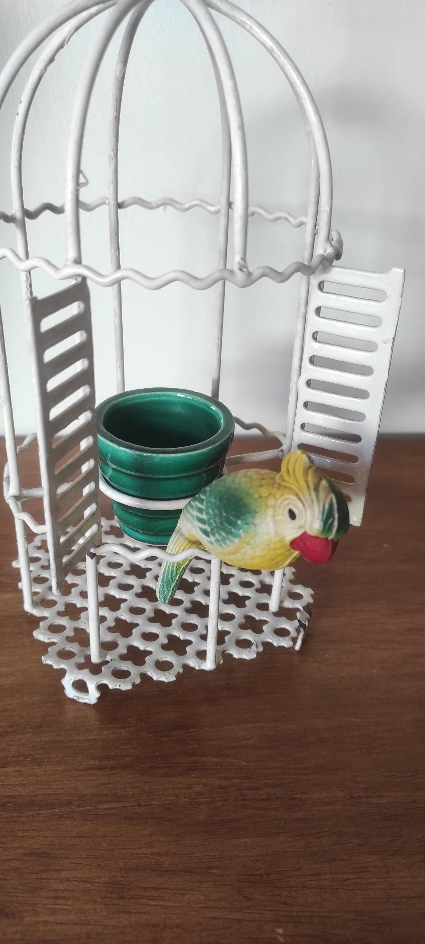 Vintage French DLG Mathieu MATEGOT birdgage with parrot / riviera / Provence decor