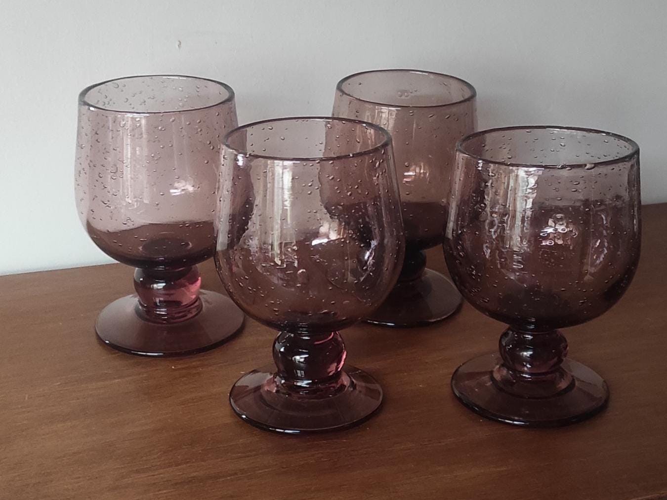 BIOT Partie de service de verres en verre soufflé bullé blanc
