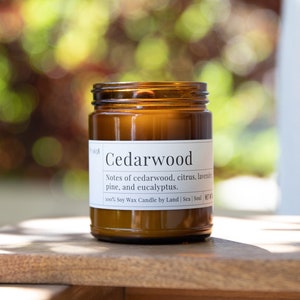 Cedarwood 8oz Soy Wax Candle image 1