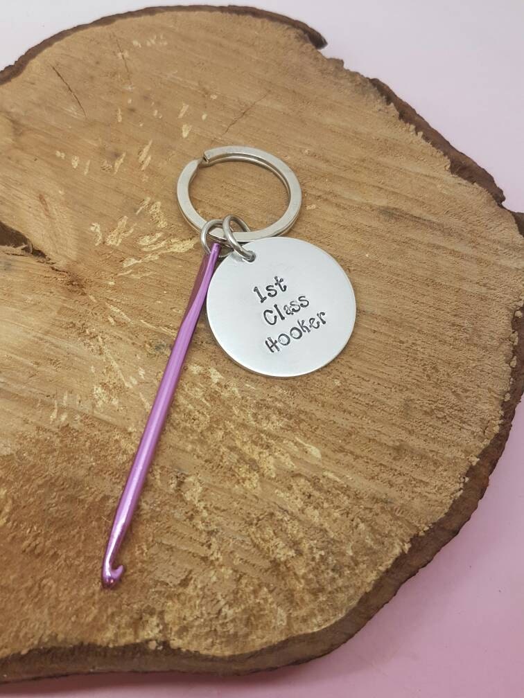 Crochet keying crochet hook hand stamped keying funny keyring Etsy