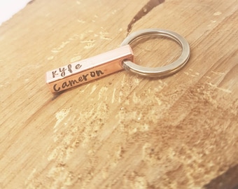 Copper Bar Keyring, Brass Bar Keyring, Name Key ring, Personalised Keyring, Key Chain, men's keyring, ladies keyring