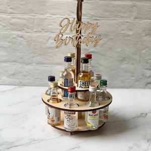 Mini Liquor Bottle Two Layer Cake, Mini Liquor bottle celebration cake caddy, Mini Liquor Bottle Shot Cake, Mini Alcohol Celebration Cake