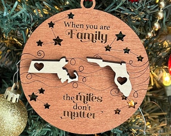 Long Distance Gift, Family Ornament, Long Distance Ornament, Personalized Christmas Ornament, Custom gift, Christmas gifts for mom, Custom
