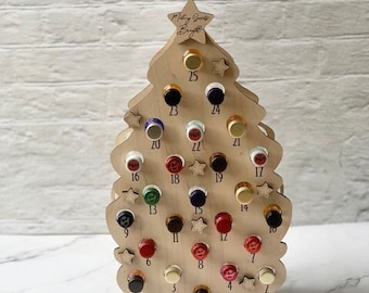 Wooden Christmas Tree Mini Liquor Bottle Advent Calendar | Alcohol Advent Calendar, Liquor Advent Calendar, Adult Advent Calendar