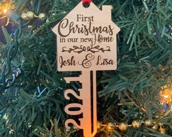 First Christmas New Home Wood Ornament, Laser Engraved New Home Ornament, Housewarming Gift, Home Christmas Ornament