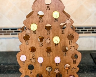 Wooden Christmas Tree Mini Wine Bottle Advent Calendar | Alcohol Advent Calendar