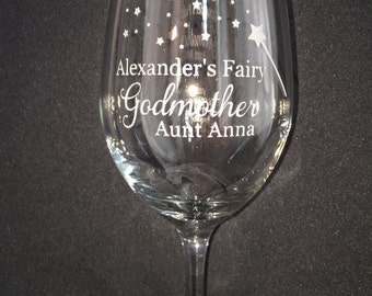 Personalized Fairy Godmother Wine Glass