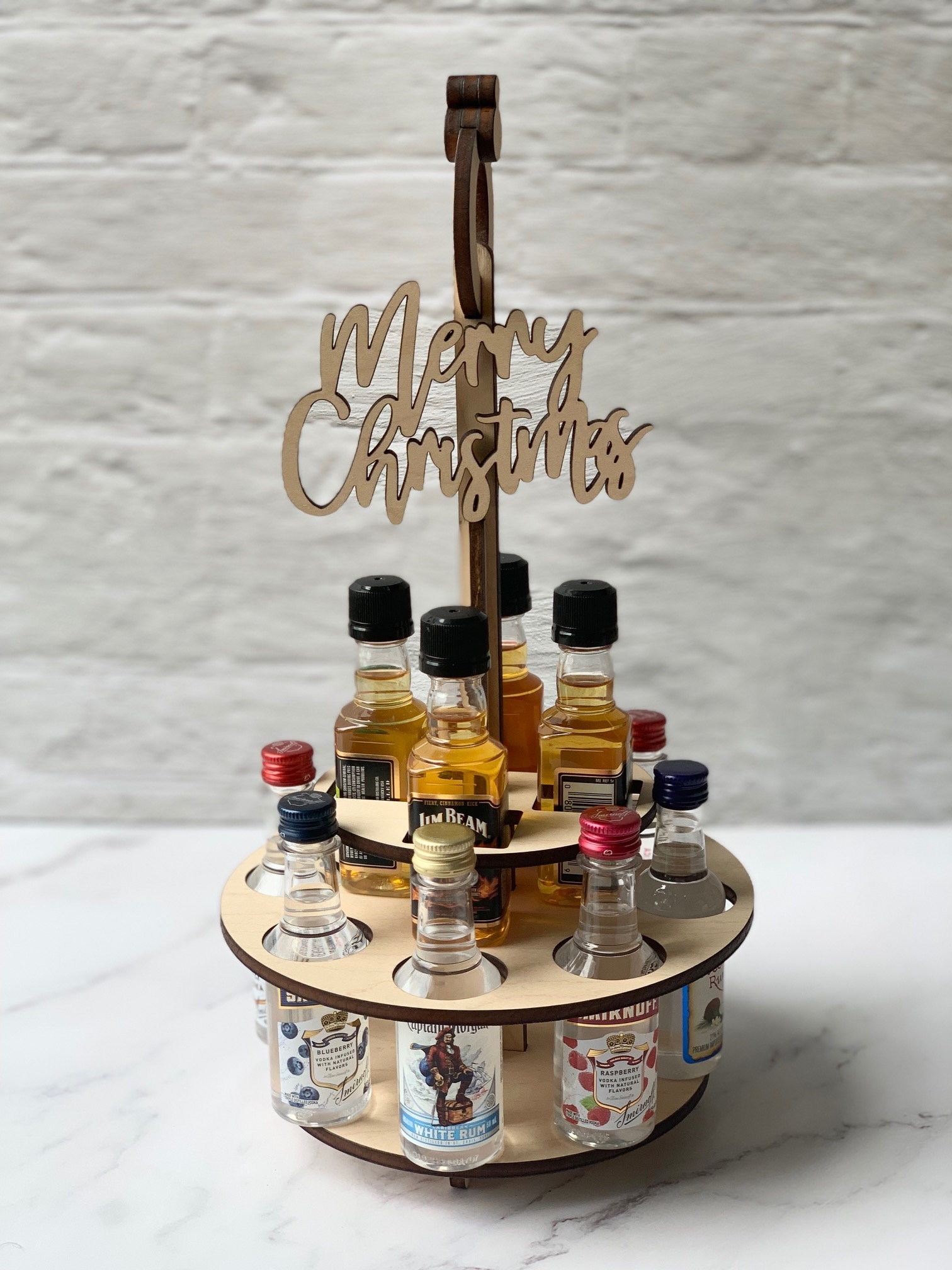 Mini Liquor Bottle Two Layer Cake, Mini Liquor Bottle Celebration Cake