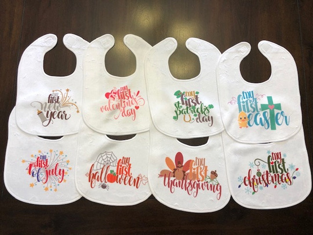 Baby's First Holiday Bib Set of 8 Etsy