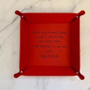 Engraved Valet Tray, Catch all tray for men, Leatherette tray, gift for dad, Father’s Day gift from kids, personalized catch all tray