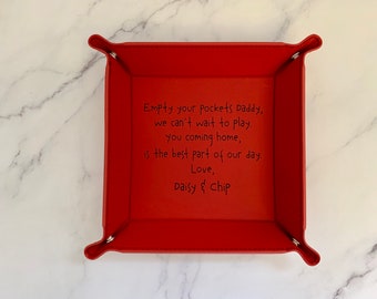 Engraved Valet Tray, Catch all tray for men, Leatherette tray, gift for dad, Father’s Day gift from kids, personalized catch all tray