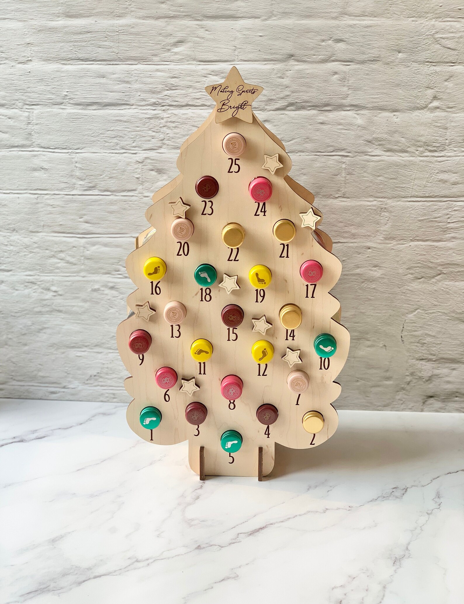Wooden Christmas Tree Mini Wine Bottle Advent Calendar Etsy