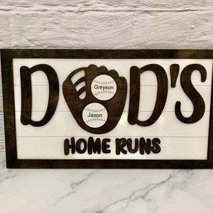 Dads Homerun Sign, Dad baseball sign, Dad personalized sign, gift for dad, Father’s Day gift, personalized gift for dad, baseball gift
