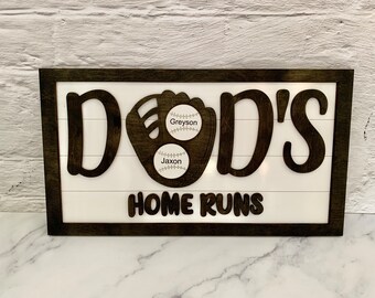 Dads Homerun Sign, Dad baseball sign, Dad personalized sign, gift for dad, Father’s Day gift, personalized gift for dad, baseball gift