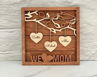 Mother’s Day hanging heart sign, personalized mom sign, Mother’s Day gift, personalized custom gift, gift for mom, gift for her