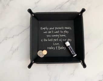 Engraved Valet Tray, Catch all tray for men, Leatherette tray, gift for dad, Father’s Day gift from kids, personalized catch all tray