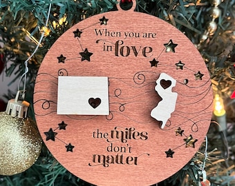Long Distance Relationship Gift, Couples Ornament, Christmas Ornament, for Boyfriend, for Girlfriend, Boyfriend Gift, Couples gift, handmade
