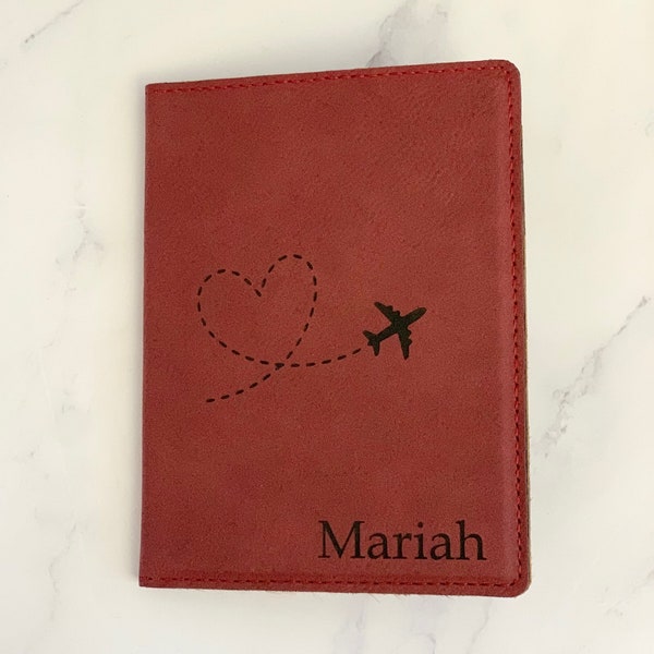 Personalized vegan passport holder, honeymoon gifts for couple, custom passport cover, travel gifts for women, 3rd anniversary gift for her
