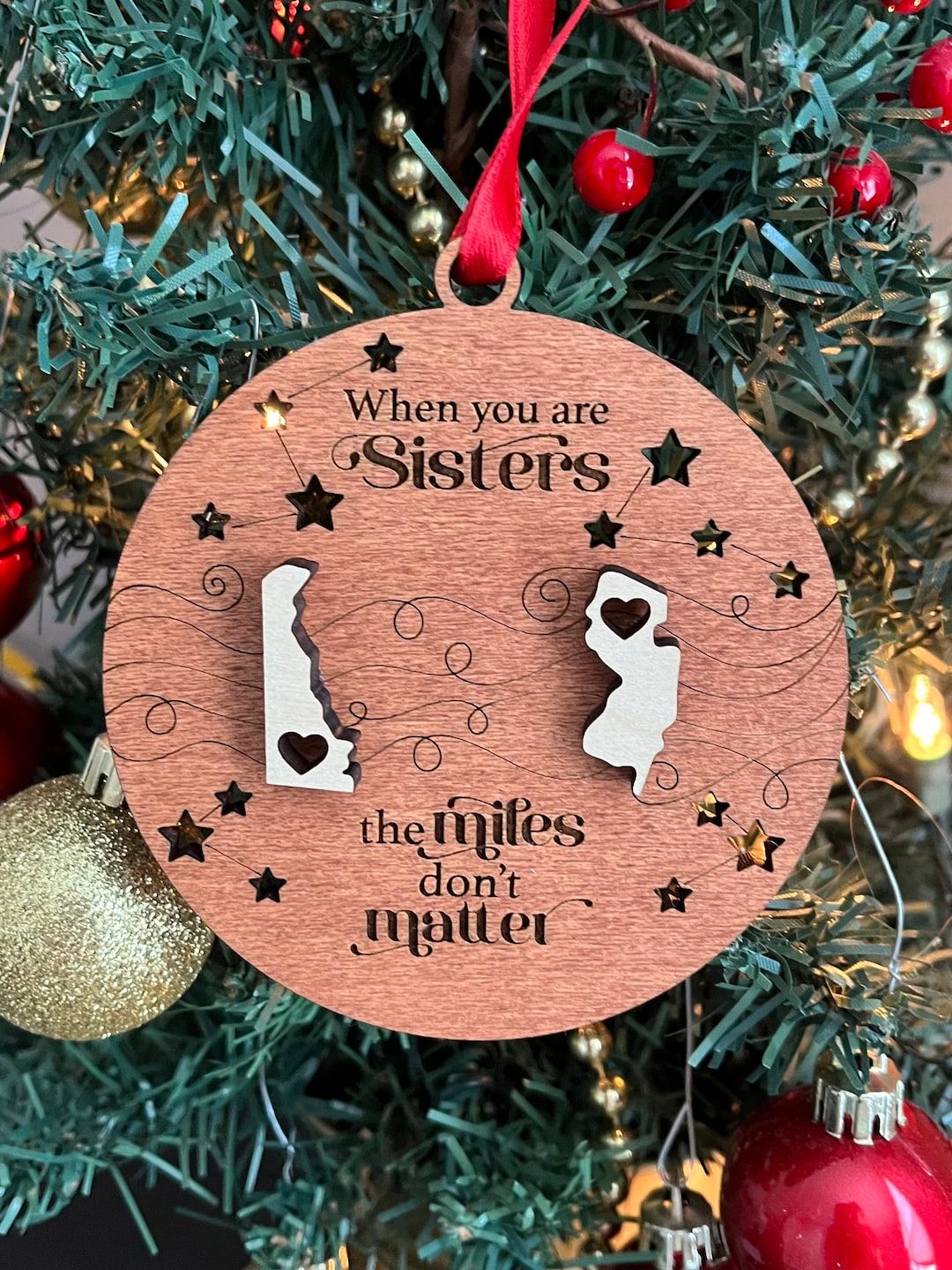 Long Distance Gift, Sisters Ornament, Christmas Ornament, Gift for