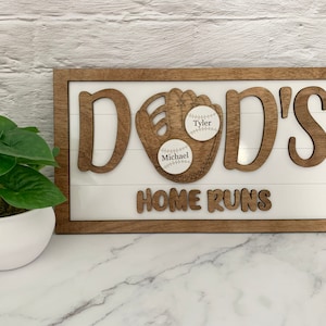 Dads Homerun Sign, Dad baseball sign, Dad personalized sign, gift for dad, Father’s Day gift, personalized gift for dad, baseball gift