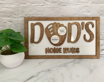 Dads Homerun Sign, Dad baseball sign, Dad personalized sign, gift for dad, Father’s Day gift, personalized gift for dad, baseball gift