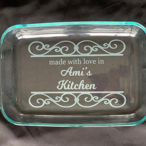 Personalized Pyrex Casserole Dish, Casserole Dish Custom, Custom Baking Dish, Glass Casserole Dish, Housewarming Gift, gift for her image 1