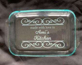 Personalized Pyrex Casserole Dish, Casserole Dish Custom, Custom Baking Dish, Glass Casserole Dish, Housewarming Gift, gift for her