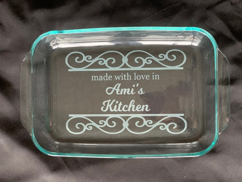 Personalized Pyrex Casserole Dish, Casserole Dish Custom, Custom Baking Dish, Glass Casserole Dish, Housewarming Gift, gift for her image 1